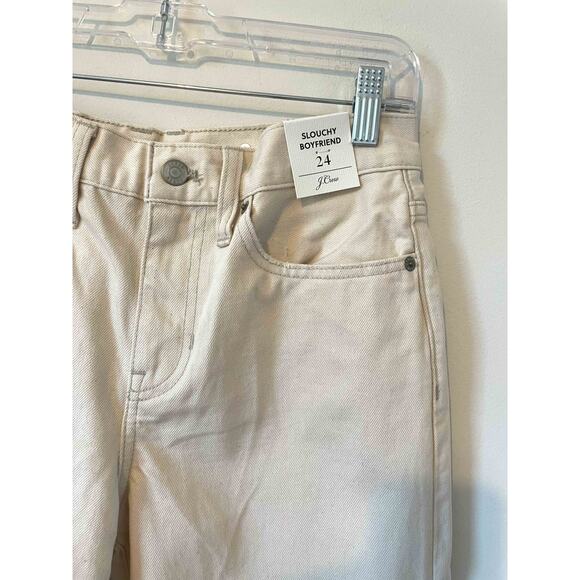 J. Crew High Rise Slouchy Boyfriend Denim Jeans Bone Cream Size 24 NEW - Picture 5 of 9